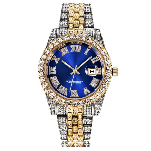 Jewel Tone Dual Finish Crystal Bezel Watch
