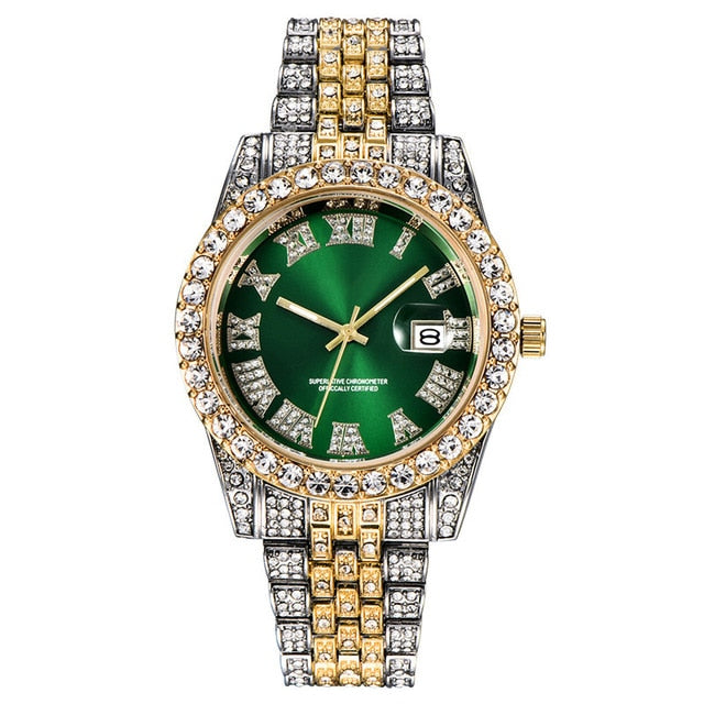 Jewel Tone Dual Finish Crystal Bezel Watch