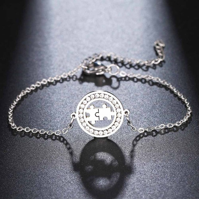 Crystal Puzzle Piece Bracelet for Autism Awareness
