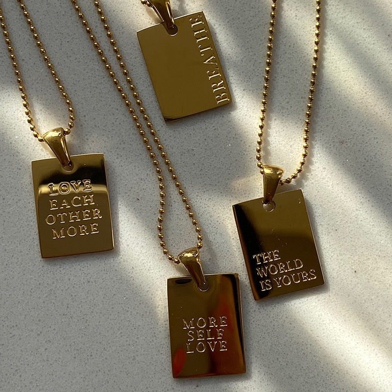 Inspiration Tag Necklace with Ball Chain