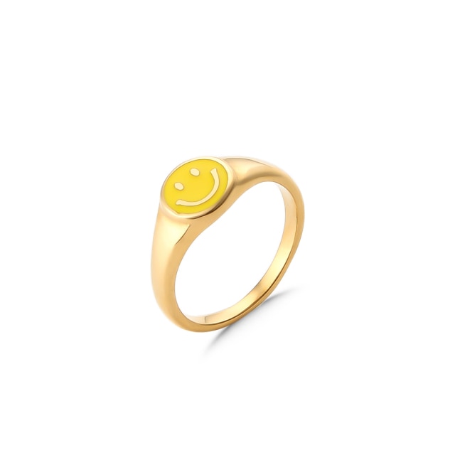 Happy Face Enamel Ring