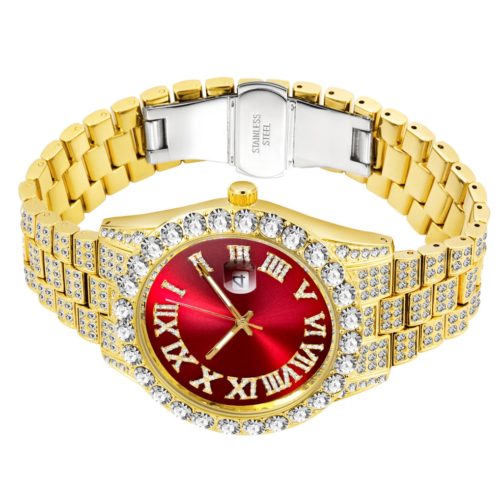 Jewel Tone Crystal Bezel Watch
