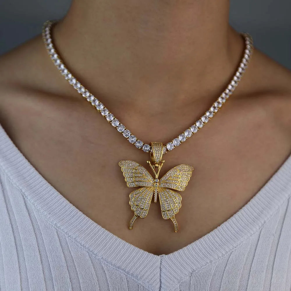 Monarchy Pavé Butterfly Pendant in Gold