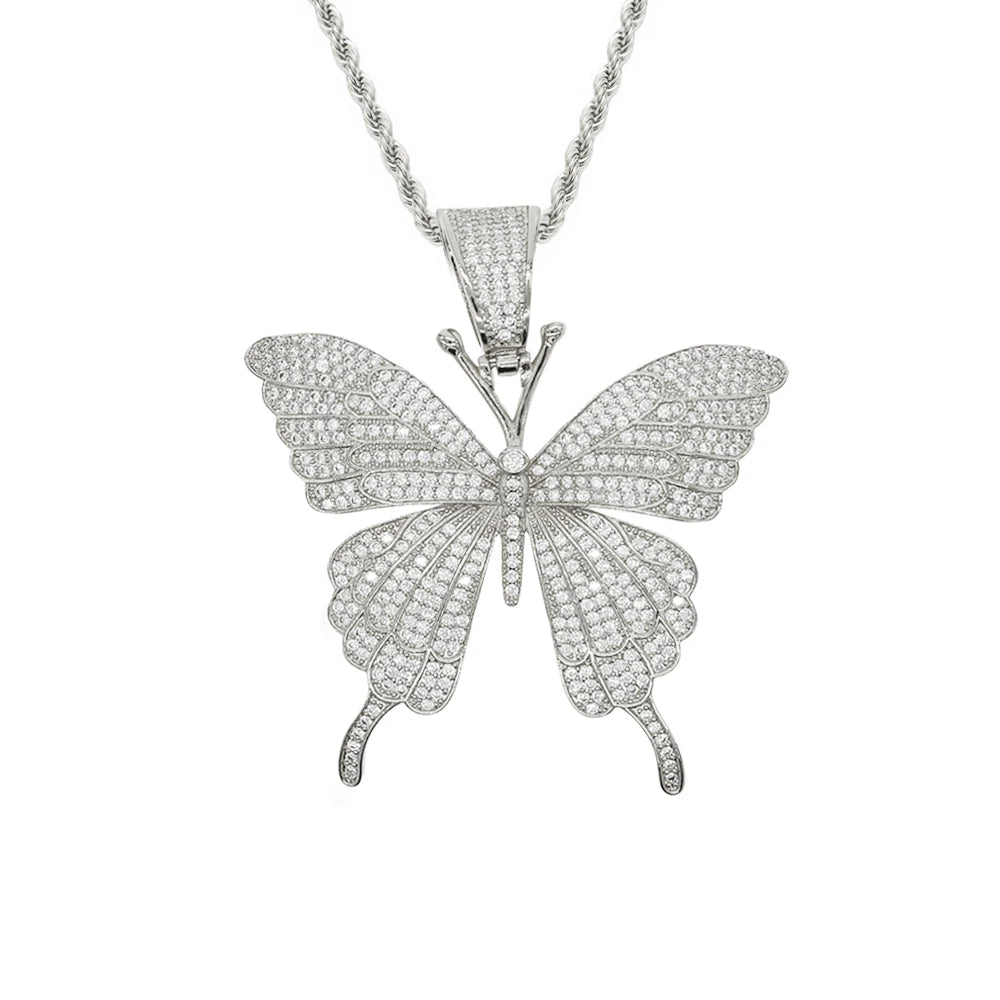 Monarchy Pavé Butterfly Pendant in Silver