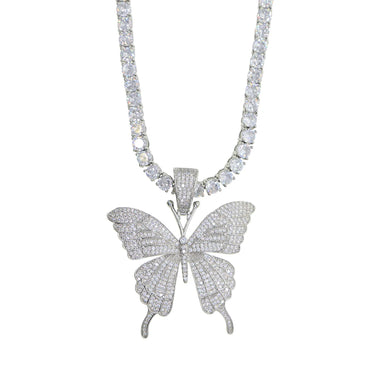 Monarchy Pavé Butterfly Pendant in Silver
