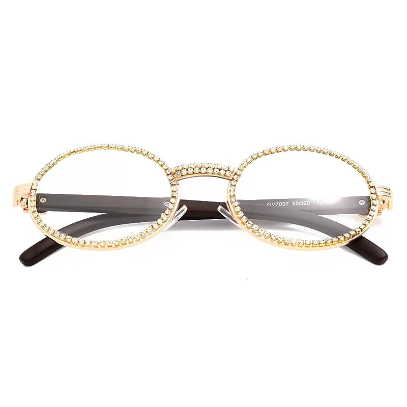 Q Vision Crystal and Gold Rimmed Sunglasses
