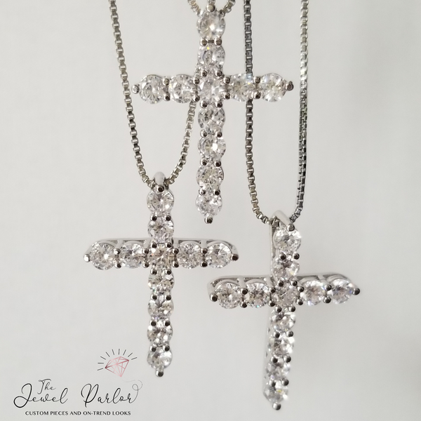 Violet / Lavender Crystal Cross Necklace