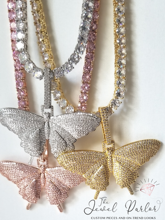 Papillon Pavé Butterfly Pendant + Tennis Chain