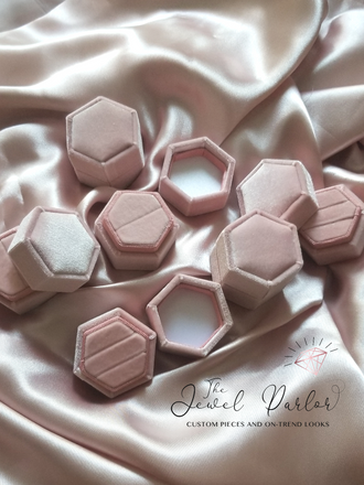 Hexagonal Velvet Ring Box with One or Two Slots
