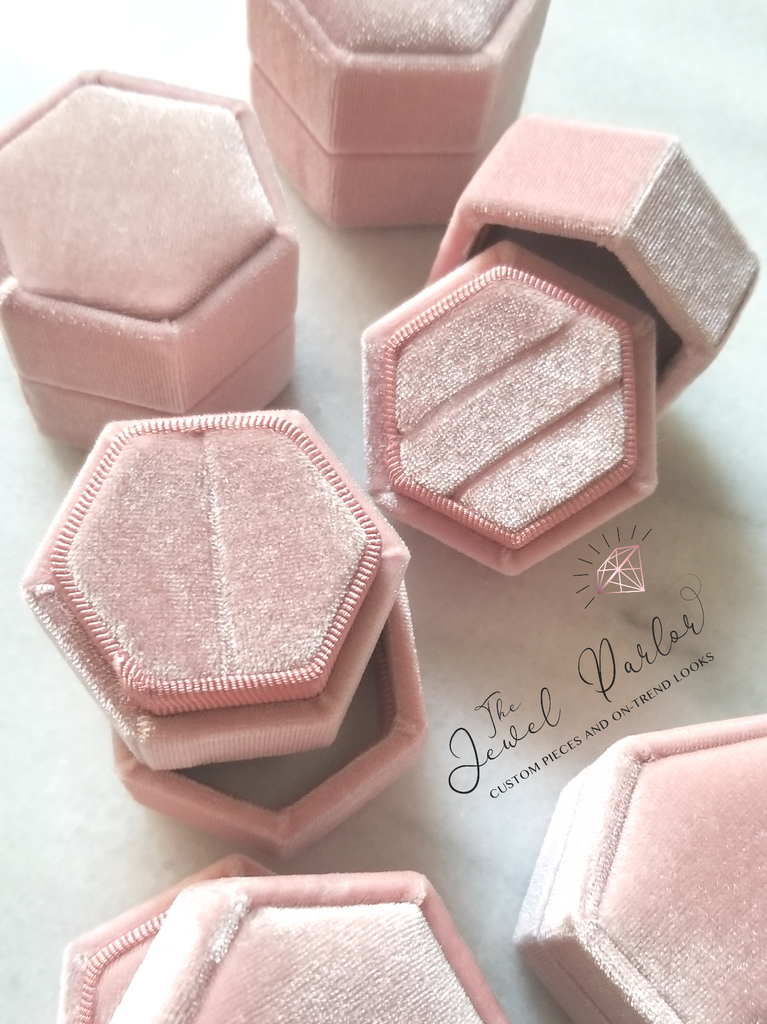 Hexagonal Velvet Ring Box with One or Two Slots