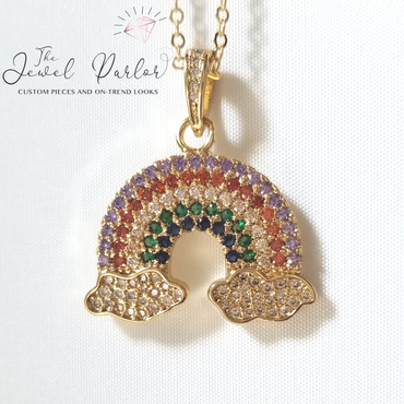 Over the Rainbow Pendant + Chain in Gold
