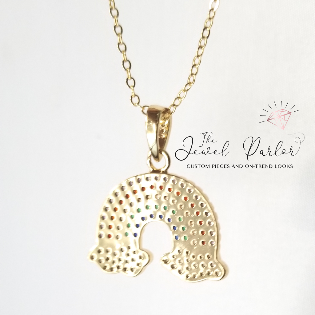 Over the Rainbow Pendant + Chain in Gold