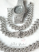 Kronos 3-Piece Watch + Cuban Link Set in Silver