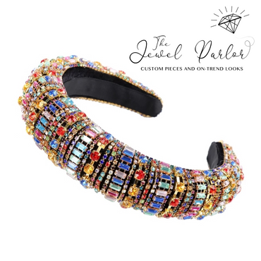 Saxony Multicolor Jeweled Padded Headband