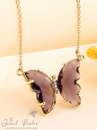 Evangeline Glass Butterfly Necklace • Purple