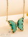 Evangeline Glass Butterfly Necklace • Green