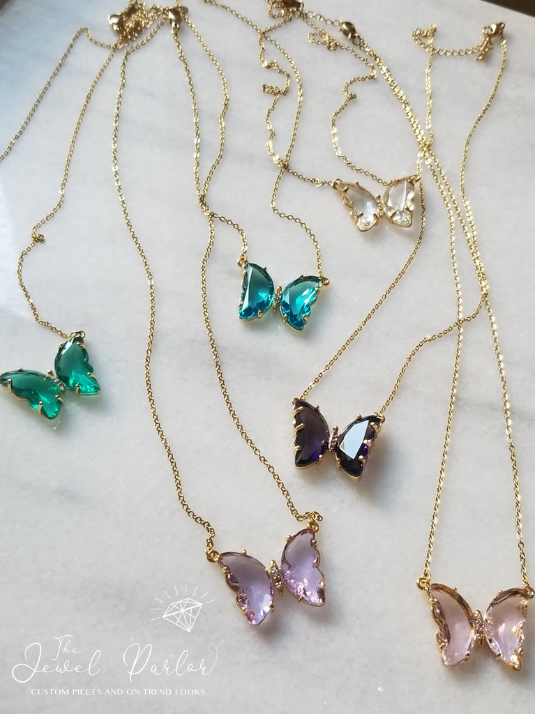 Dainty Crystal Butterfly Necklace, Butterfly Necklace– Jewelry By Tali