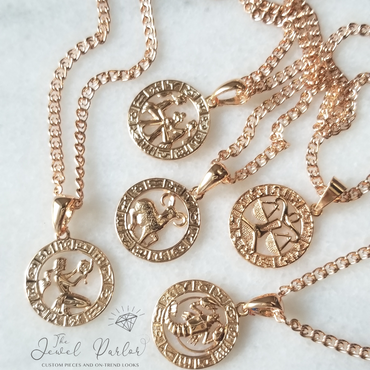 Rose Gold-Plated Horoscope Zodiac Sign Necklace