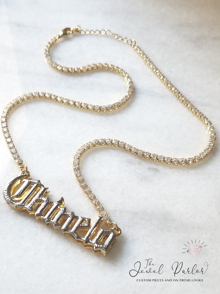 Personalized 14K Gold Plated / 2TONE / SILVER DOUBLE Plated Name Necklace |  eBay