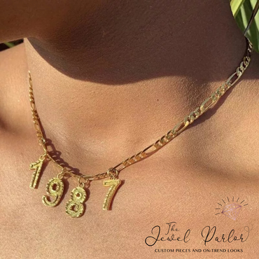 Varsity Numbers Necklace + Figaro Chain