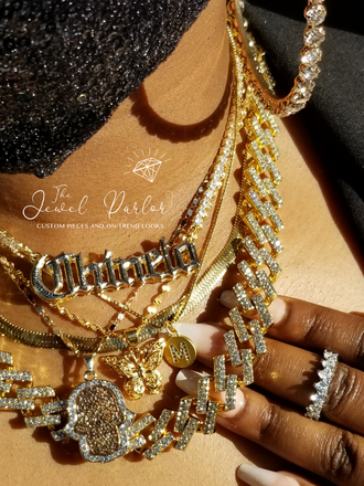 Double Plate Name Necklace OLD ENGLISH