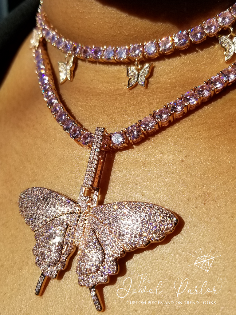 Laila Floating Butterfly Tennis Chain Necklace