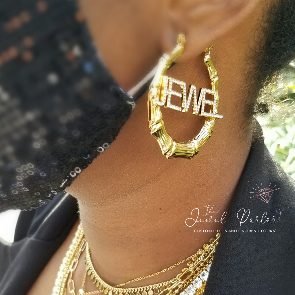 Personalized Jewelry Custom Name Earrings Big Hoop Earrings For Fashion  Women | eBay
