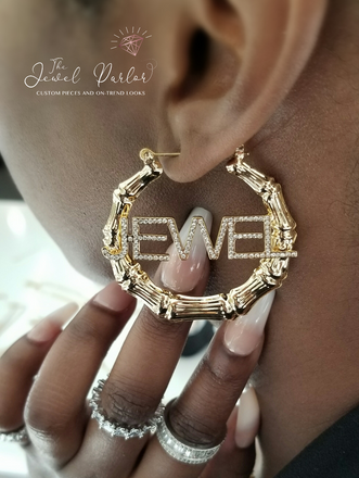 Shanté Custom Bamboo + Crystal Name Earrings