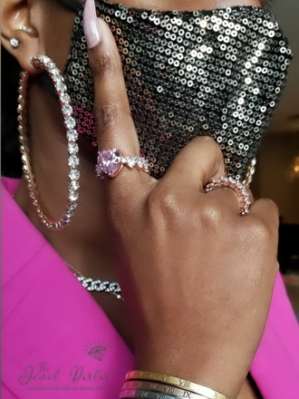 Nsozi Jumbo Crystal Hoop Earrings in Silver + Gold