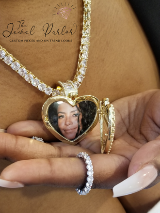 Sweetheart Memory Photo Locket Baguette Pendant