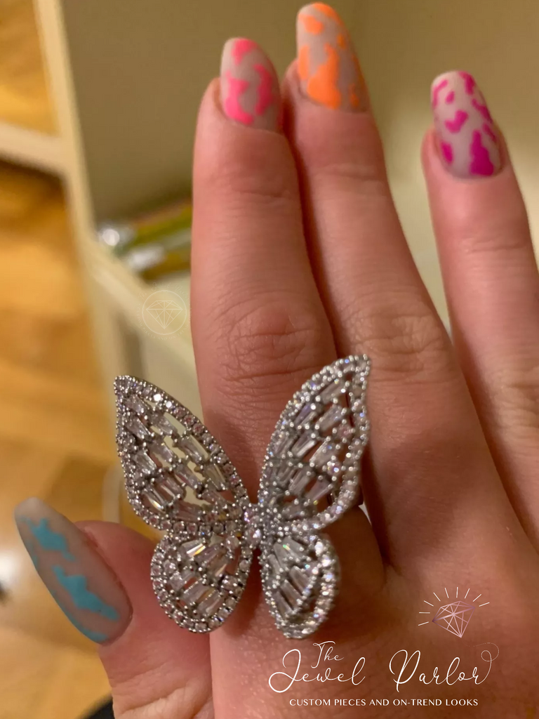 Mariah Butterfly Baguette Ring