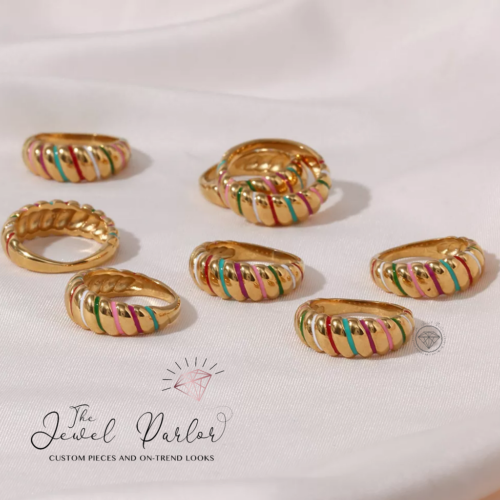 Gold Rainbow Croissant Ring