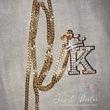 Crown Initial Letter Pendant