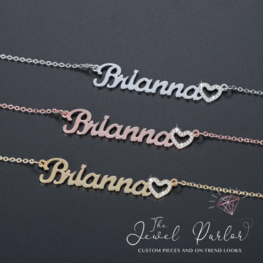 Crystal Heart Name Necklace | Custom