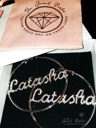 Custom Name Earrings CRYSTAL CURSIVE Font