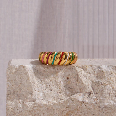 Gold Rainbow Croissant Ring
