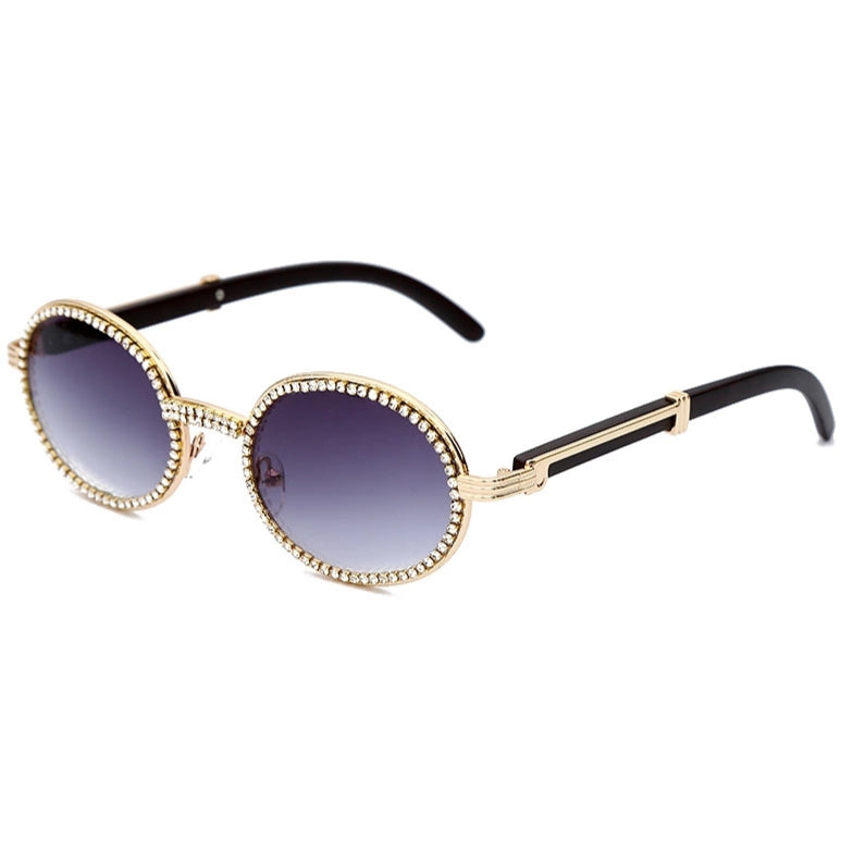 Q Vision Crystal and Gold Rimmed Sunglasses