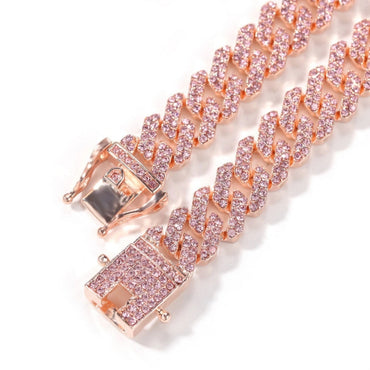 Celia Pink Ice + Rose Gold Cuban Link Curb Chain