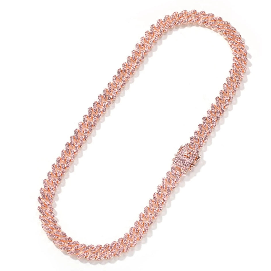 Celia Pink Ice + Rose Gold Cuban Link Curb Chain