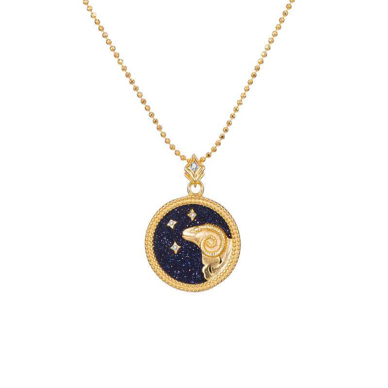 Blue Sandstone Star Sign Horoscope Zodiac Necklace