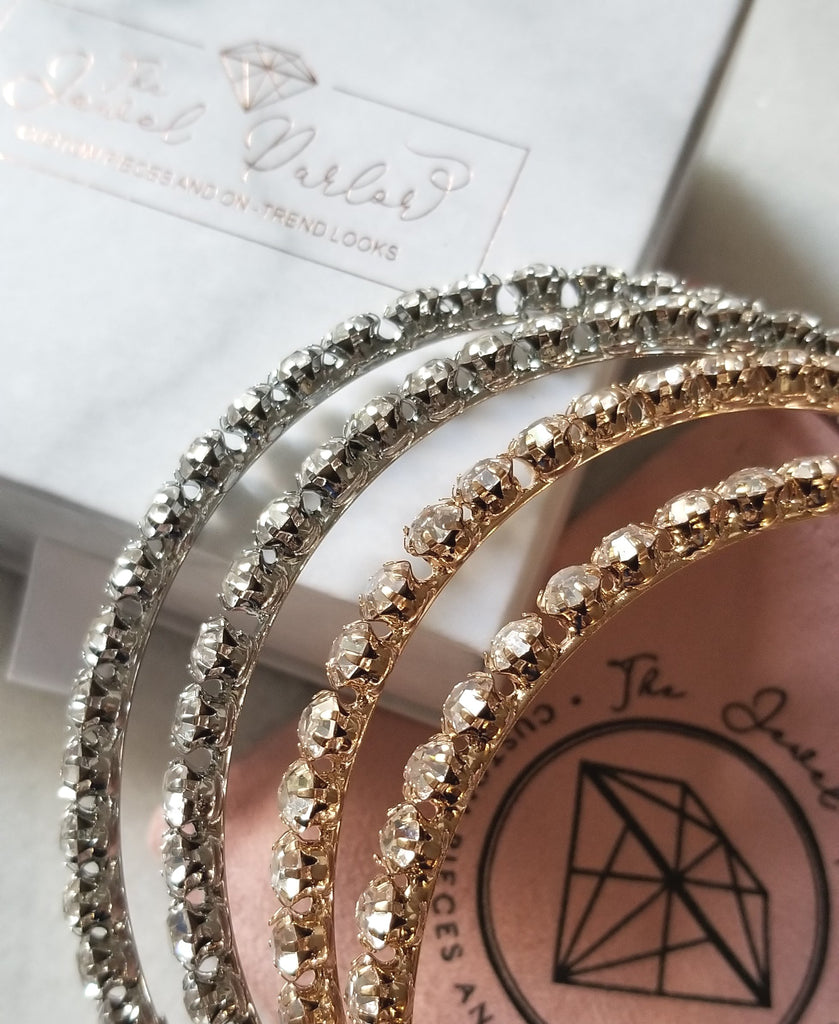 Nsozi Jumbo Crystal Hoop Earrings in Silver + Gold
