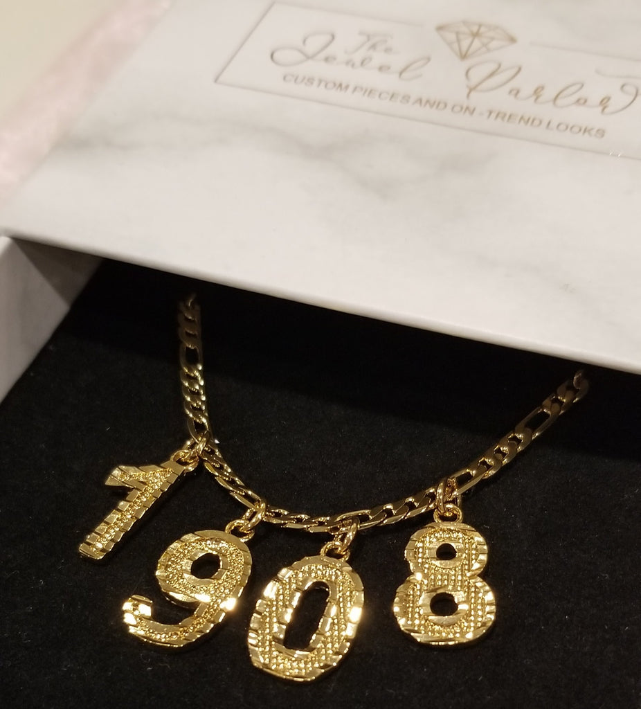 Varsity Numbers Necklace + Figaro Chain