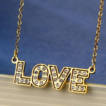 Retro Crystal LOVE Necklace
