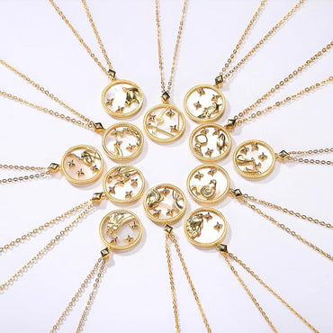 Mother of Pearl Star Sign Horoscope Zodiac Necklace