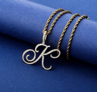 Crystal Bouclé Initial Letter Pendant