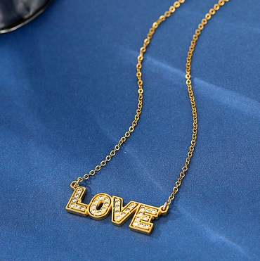 Retro Crystal LOVE Necklace