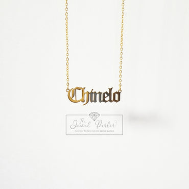 OLD ENGLISH Font Name Necklace Personalized Custom
