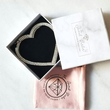 Mia Crystal Heart Hoop Earrings in Silver + Gold