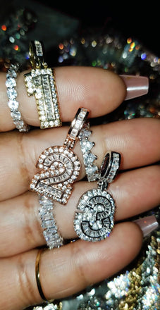 Mini Baguette Number Pendant