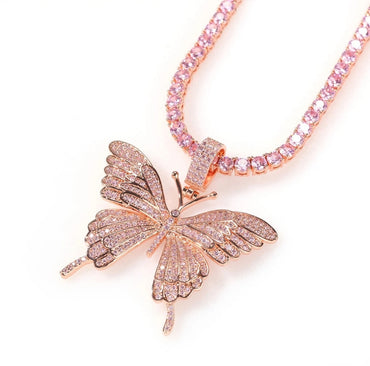 Monarchy Pavé Butterfly Pendant in Rose Gold